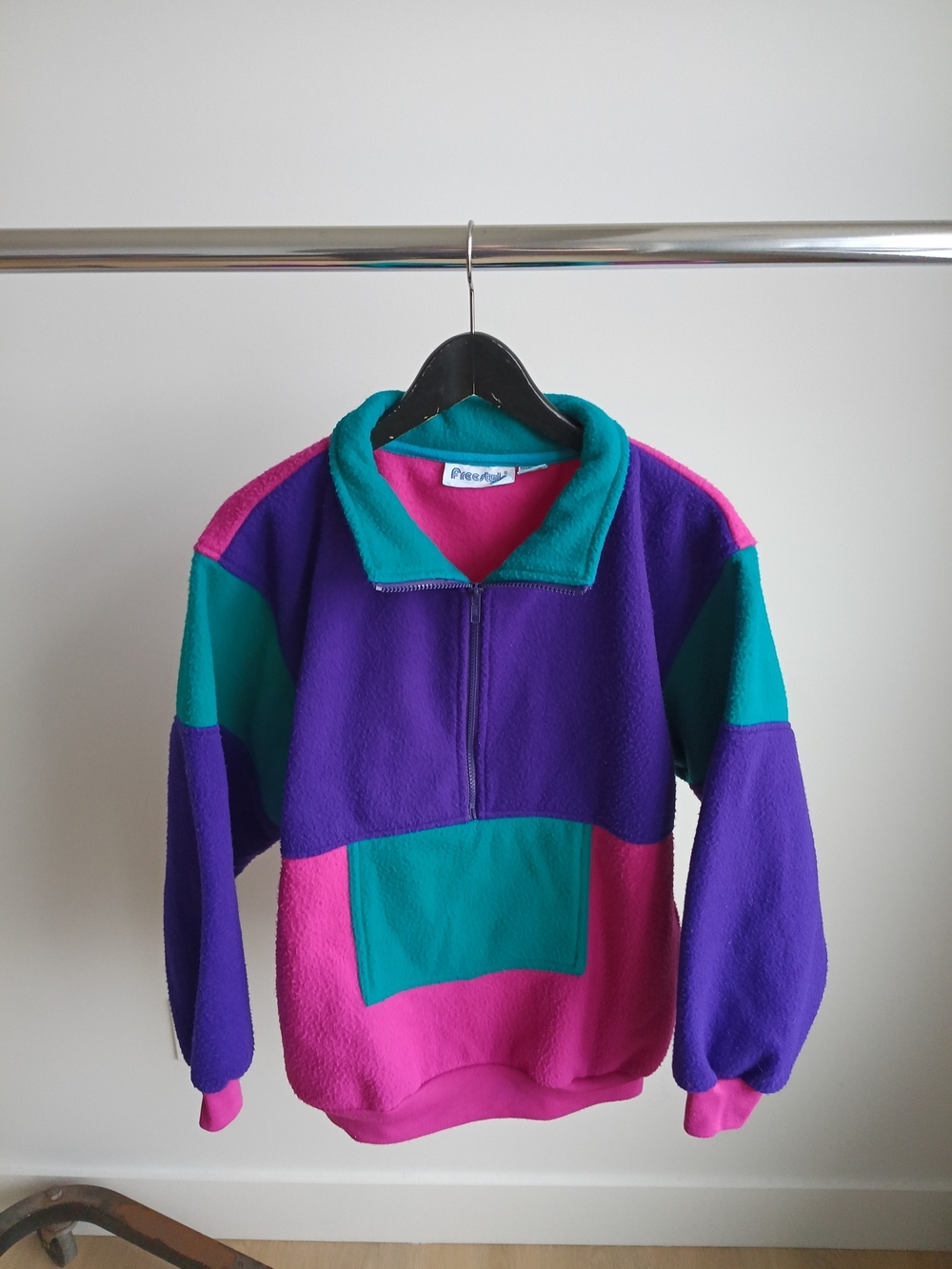 Vintage 90s Freestyle Neon Colorblock Fleece 1/2 Zip Pullover